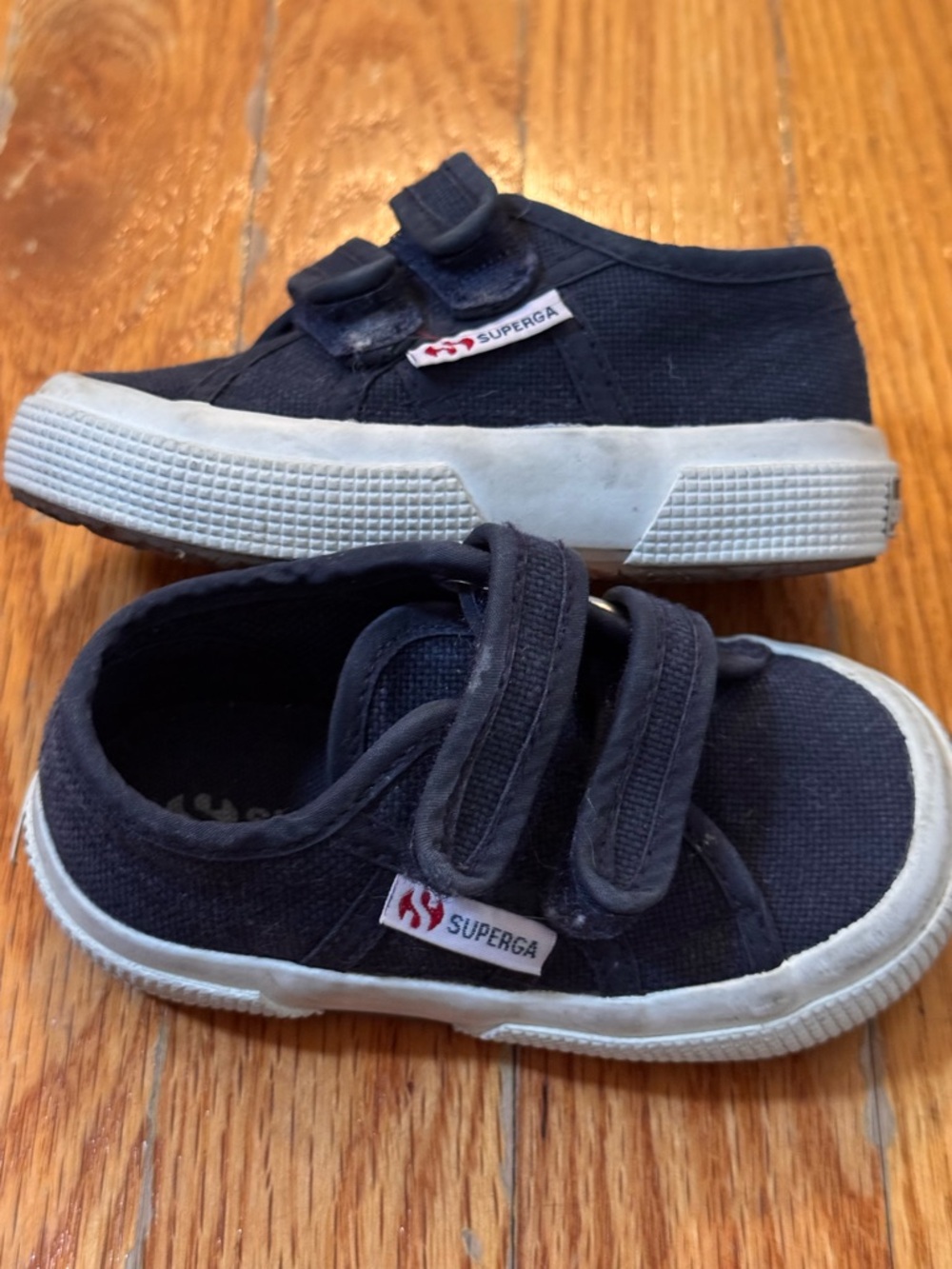 Superga Kids Navy Canvas Sneakers with White Soles - Picture 2 of 4